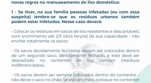 NOVOS CUIDADOS NA DEPOSIÇÃO DOS RESÍDUOS URBANOS