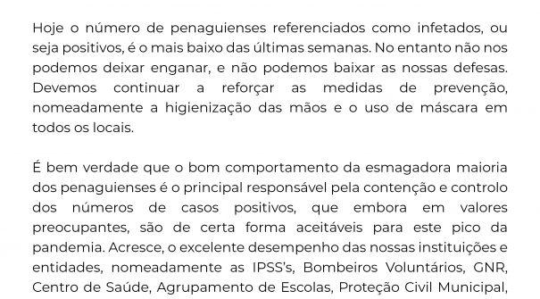 COVID-19 | Continuamos aqui, resilientes, por si, por todos, pelo nosso Concelho