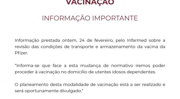 COVID -19 VACINAÇÃO – INFORMAÇÃO IMPORTANTE