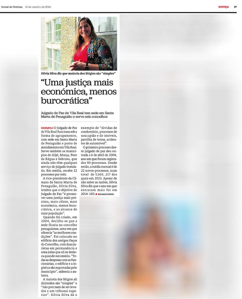  Imprensa – Jornal de Notícias – “Uma justiça mais económica, menos burocrática.” 